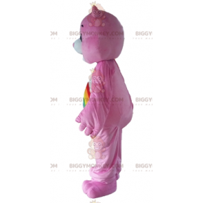 Disfraz de mascota Pink Care Bear BIGGYMONKEY™ con arcoíris en