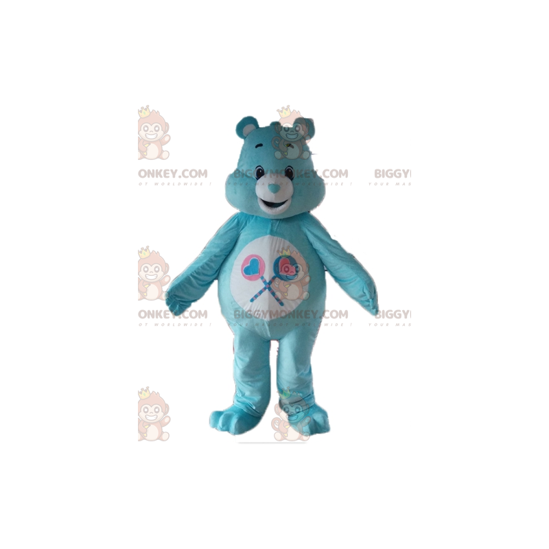 Kostým maskota modrobílého pečujícího medvěda BIGGYMONKEY™ s