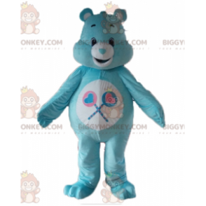 Blau-weißer Glücksbär BIGGYMONKEY™ Maskottchen-Kostüm mit