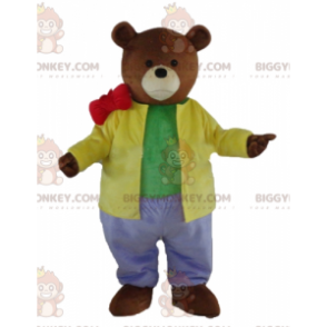 Kostým maskota medvěda hnědého BIGGYMONKEY™ ve velmi barevném