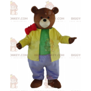 Traje de mascote de urso pardo BIGGYMONKEY™ vestido com uma