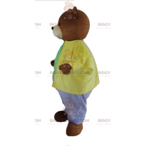 Costume de mascotte BIGGYMONKEY™ d'ours marron habillé d'une