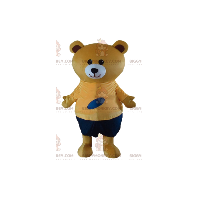 Traje de mascote BIGGYMONKEY™ Big Bege Teddy com roupa laranja