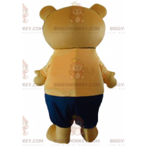 BIGGYMONKEY™ Mascottekostuum Grote beige teddybeer in oranje en