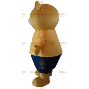 BIGGYMONKEY™ Mascottekostuum Grote beige teddybeer in oranje en