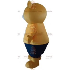 Kostým BIGGYMONKEY™ Maskot Big Beige Teddy v oranžovém a modrém