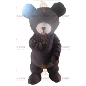 Costume de mascotte BIGGYMONKEY™ de gros ours marron et blanc -