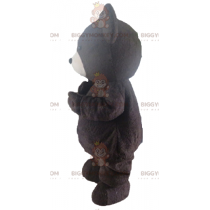 Traje de mascote de urso marrom e branco BIGGYMONKEY™ –
