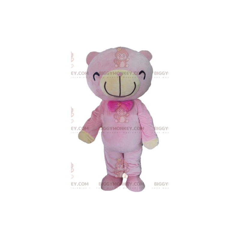 Rosa och beige nallebjörn BIGGYMONKEY™ maskotdräkt -