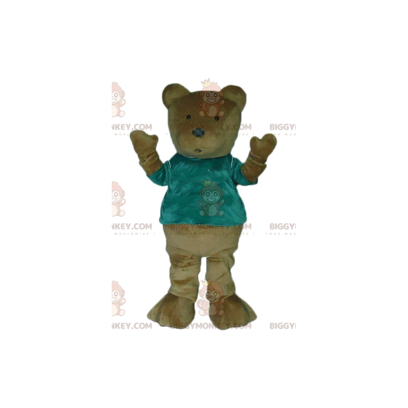 Καφέ αρκουδάκι BIGGYMONKEY™ μασκότ με πράσινο μπλουζάκι -