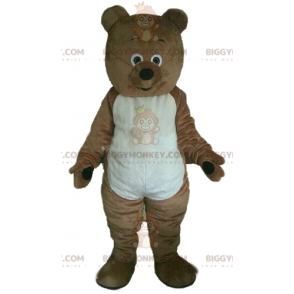 Braun-weißes Nagetier-Teddy-BIGGYMONKEY™-Maskottchen-Kostüm -