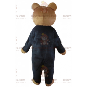 Brown Teddy Bear BIGGYMONKEY™ Mascot Costume Dressed in Black