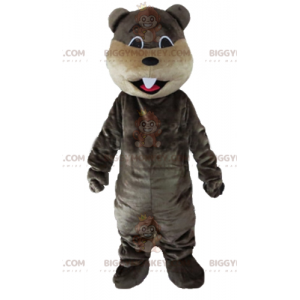 Traje de mascote BIGGYMONKEY™ Cinza e Castor Castanho com