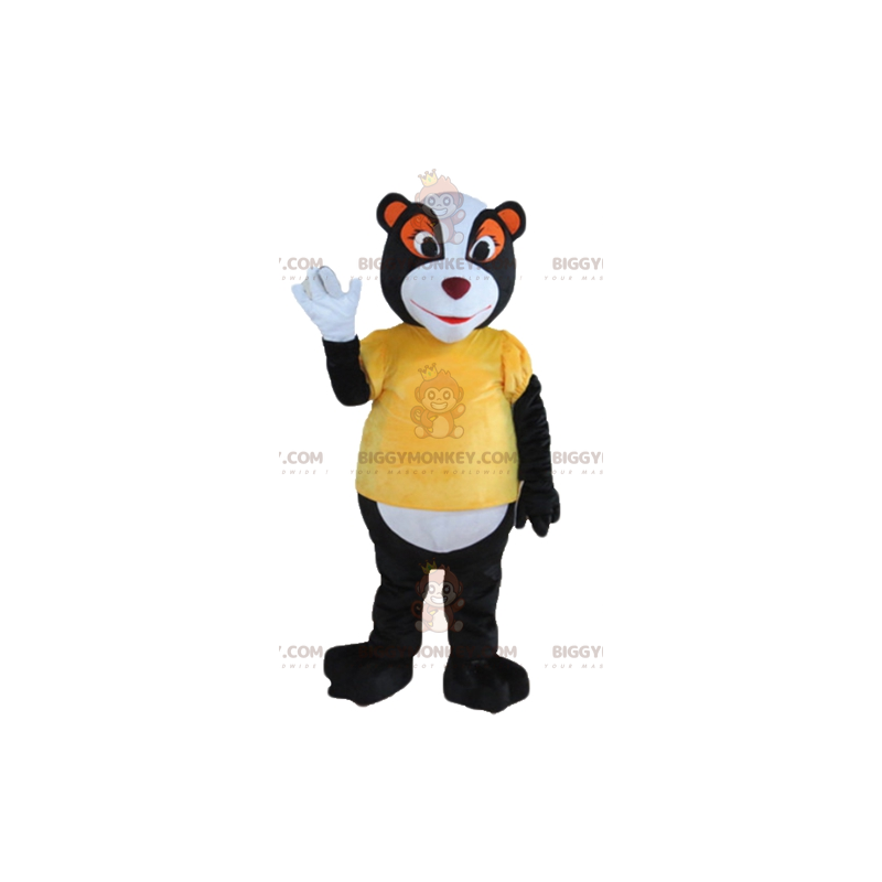 Zwart Wit Oranje Wasbeer Skunk BIGGYMONKEY™ Mascottekostuum -