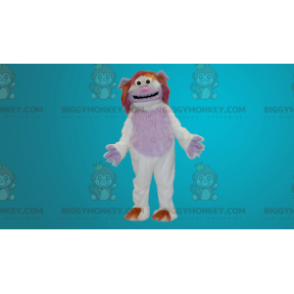 BIGGYMONKEY™ All Furry White & Pink Yeti Maskotdräkt -