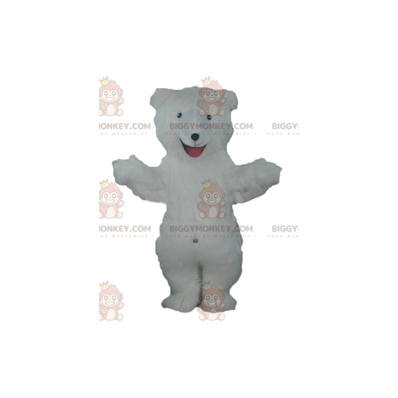 Ganz behaarter weißer Teddybär BIGGYMONKEY™ Maskottchen-Kostüm