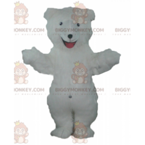 Κοστούμι μασκότ με όλο το τριχωτό λευκό αρκουδάκι BIGGYMONKEY™