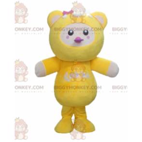 Costume da mascotte BIGGYMONKEY™ pulcino giallo bianco e rosa