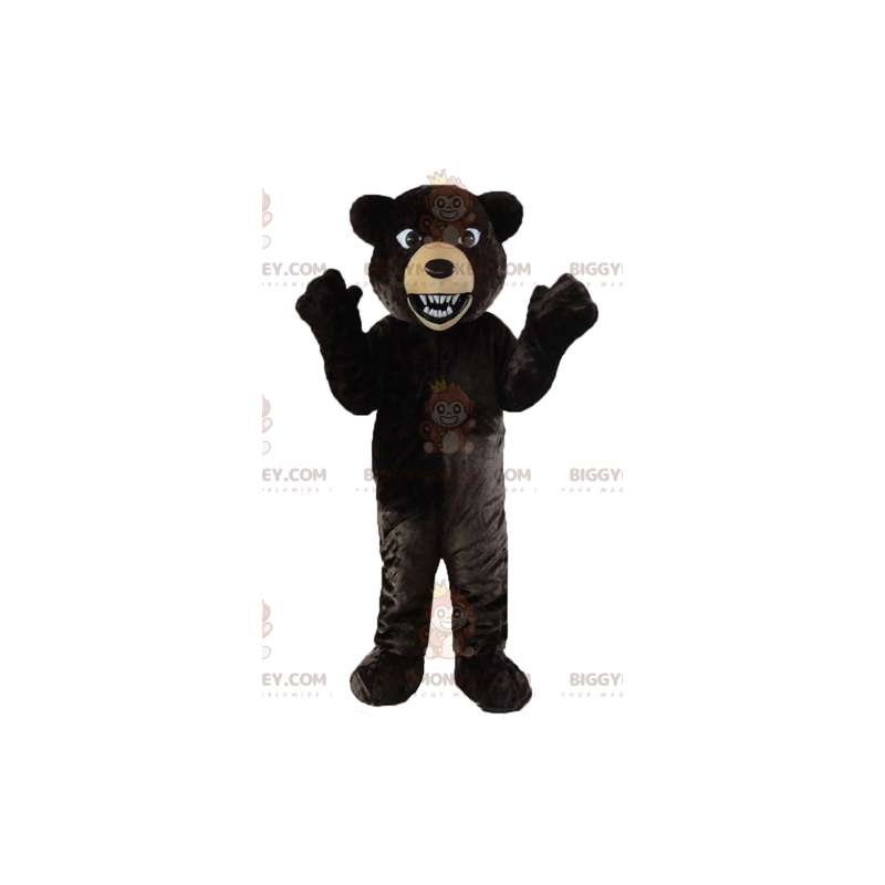 BIGGYMONKEY™ Mascottekostuum Black & Tan Bear Looking Roaring -