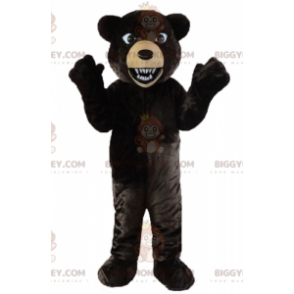 BIGGYMONKEY™ Mascottekostuum Black & Tan Bear Looking Roaring -