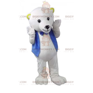 Polar bear BIGGYMONKEY™ mascot costume with vest and bow tie -
