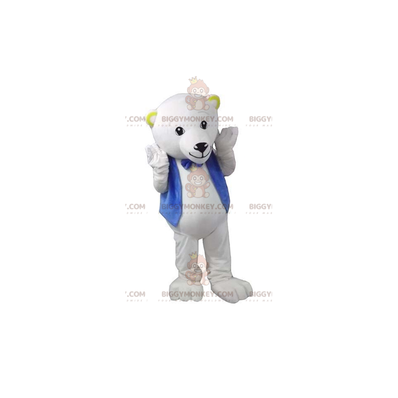 Polar bear BIGGYMONKEY™ mascot costume with vest and bow tie -