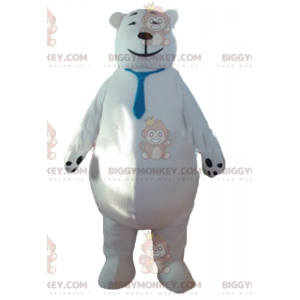 Iso jääkarhu BIGGYMONKEY™ maskottiasu sinisellä solmiolla -