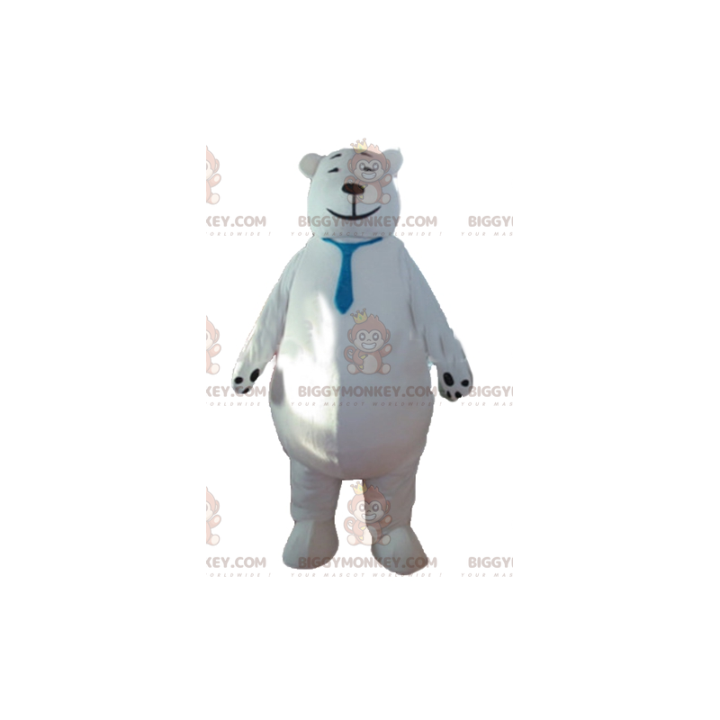 Big Polar Bear BIGGYMONKEY™ Mascot Costume with Blue Tie -