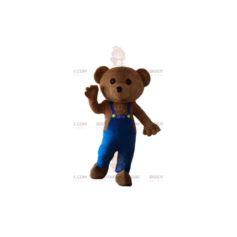 Bamse BIGGYMONKEY™ maskotkostume med blå overalls -