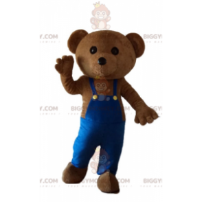 Bamse BIGGYMONKEY™ maskotkostume med blå overalls -