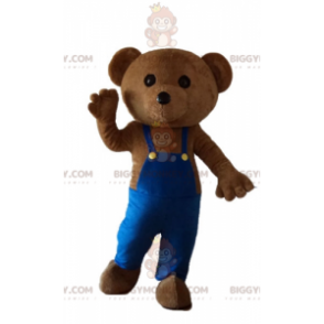 Teddy Bear BIGGYMONKEY™ Mascot Costume with Blue Overalls –