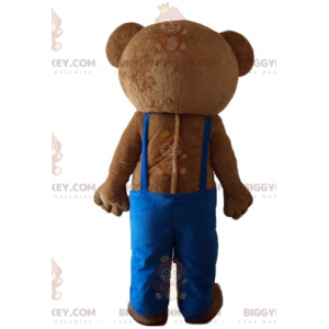 Teddybär BIGGYMONKEY™ Maskottchenkostüm mit blauem Overall -