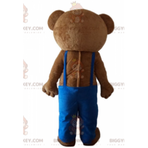 Teddybeer BIGGYMONKEY™ mascottekostuum met blauwe overall -