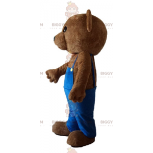 Kostým Teddy Bear BIGGYMONKEY™ maskota s modrým overalem –