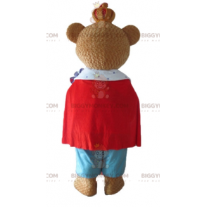 Brun bjørn BIGGYMONKEY™ maskotkostume iført farverigt
