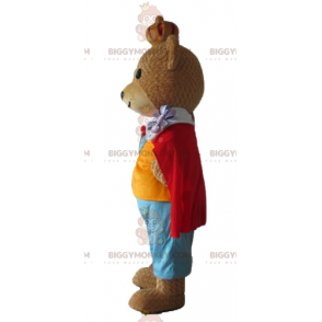 Brown Bear BIGGYMONKEY™ Mascot Costume Wearing Colorful King