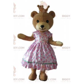 Mascote BIGGYMONKEY™ Traje de urso em vestido de princesa rosa