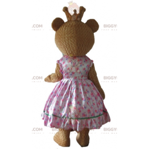 BIGGYMONKEY™ Costume da mascotte di orso in abito rosa da