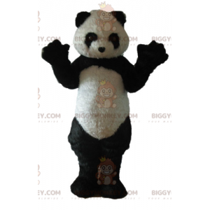 Costume de mascotte BIGGYMONKEY™ de panda noir et blanc tout