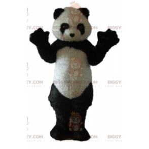 Costume de mascotte BIGGYMONKEY™ de panda noir et blanc tout