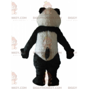 Helt hårig svart och vit panda BIGGYMONKEY™ maskotdräkt -