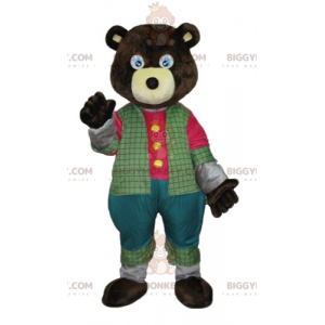 Costume de mascotte BIGGYMONKEY™ d'ours marron foncé en tenue