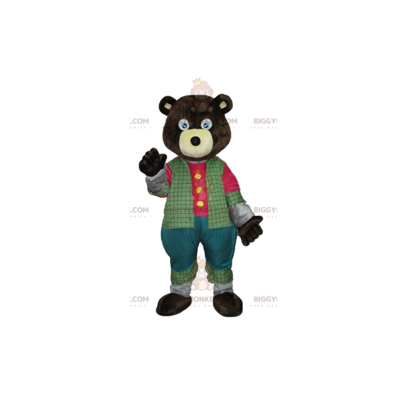 BIGGYMONKEY™ Costume da mascotte Orso marrone scuro in abito