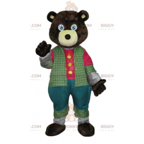 BIGGYMONKEY™ Costume da mascotte Orso marrone scuro in abito