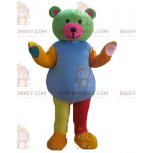 Costume de mascotte BIGGYMONKEY™ d'ours en peluche multicolore