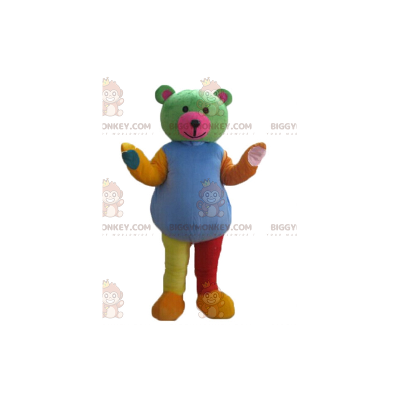 Traje de mascote de ursinho de pelúcia multicolorido