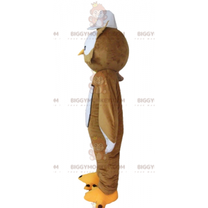 BIGGYMONKEY™ Mascot Costume Brown and White Owl with Big Eyes –