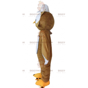 Costume de mascotte BIGGYMONKEY™ de hibou marron et blanc avec