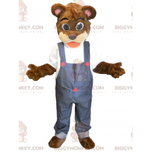 Costume de mascotte BIGGYMONKEY™ d'ours brun en salopette -