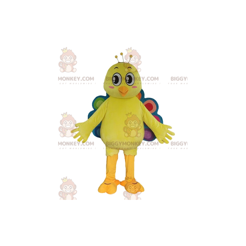 BIGGYMONKEY™ keltainen riikinkukon kanarian maskottiasu
